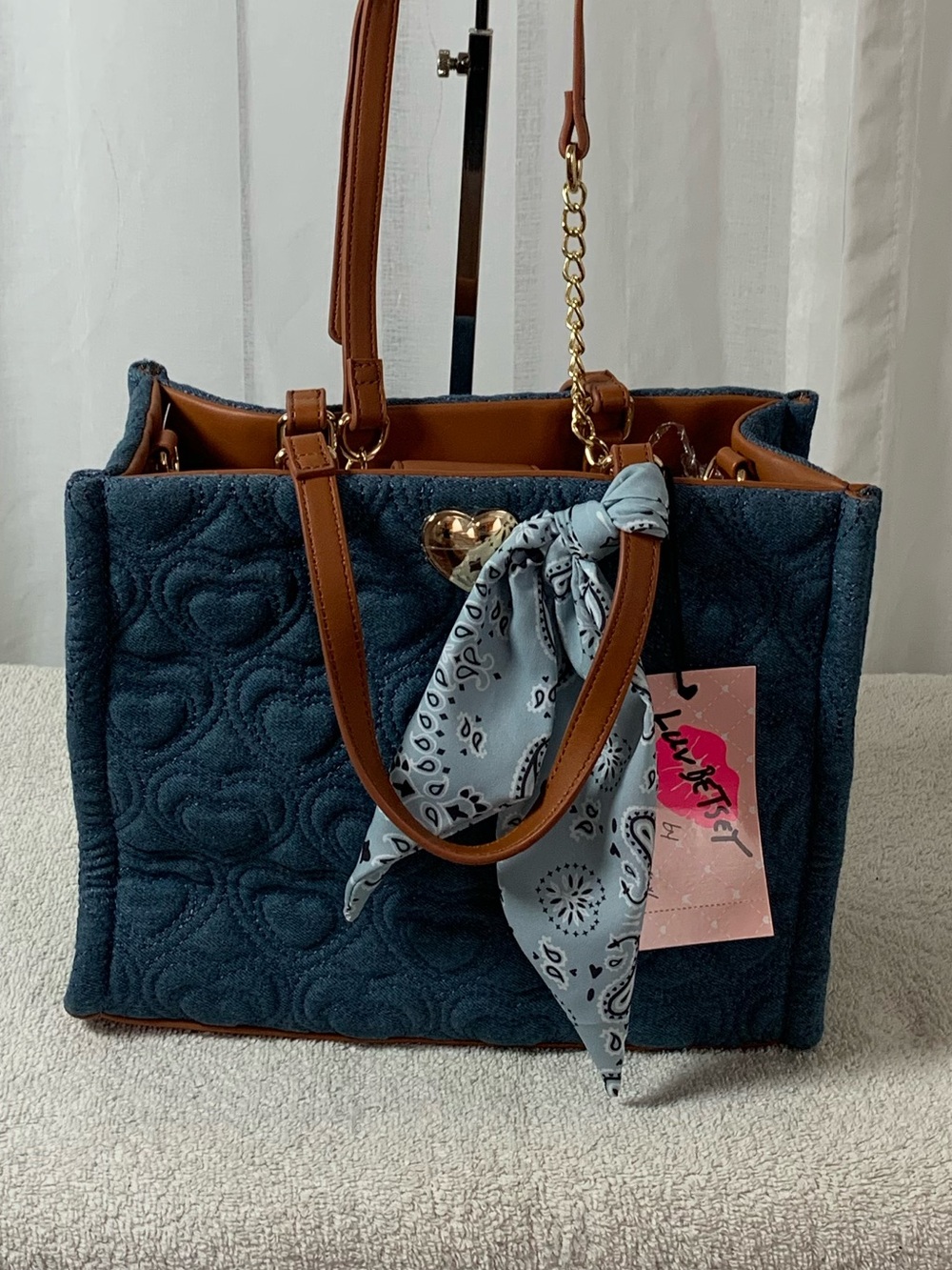 NWT Betsey Johnson Navy Quilted Tote